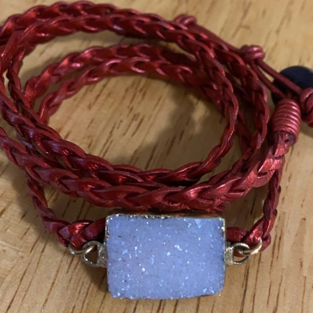 2/$10 Gemstone Druzy Adjustable Wrap Bracelet